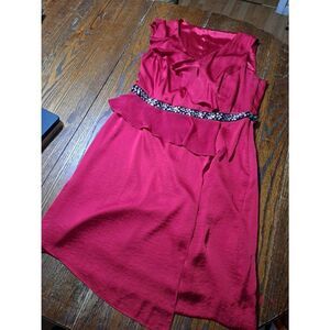 Size XL Red Sleeveless Lined Embellished Beaded Sequin Special Occasion Dress